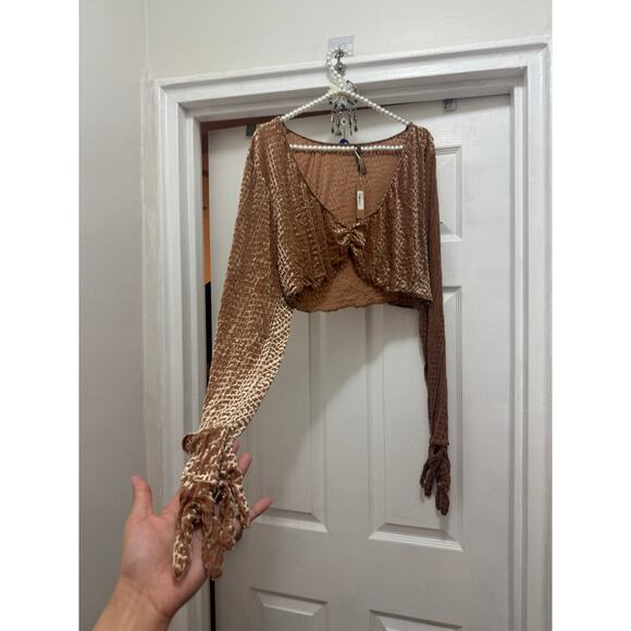 SKIMS Size 4X Velvet Burnout Logo Glove Crop Top Copper BR-TOP-0935 NWT - Picture 2 of 10